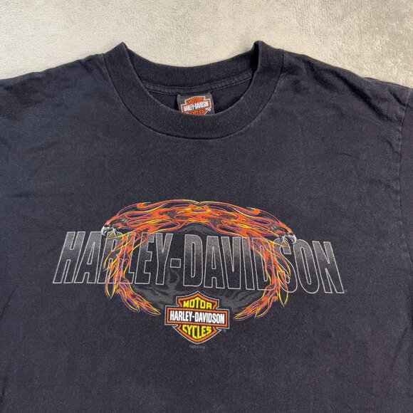 Y2K Harley-Davidson Flame Eagles Biker T-Shirt L Sweet Home Alabama Graphic - Picture 5 of 11